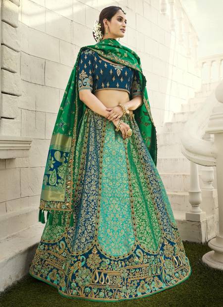 Green Colour Exclusive Wedding Wear Heavy Embroidery Work Latest Lehenga Choli Collection 4201